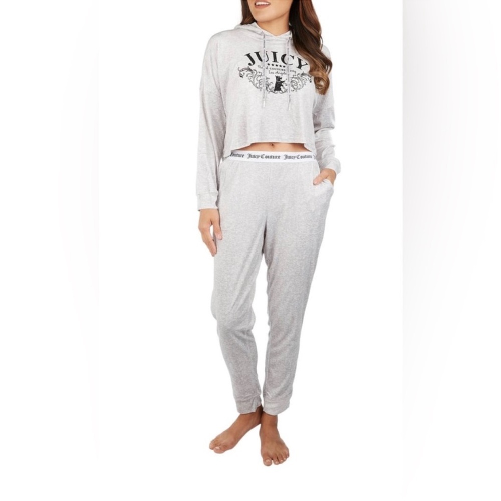 Juicy Couture Gray Hoodie Set Pajamas Loungewear Oversized Size Small NWOT